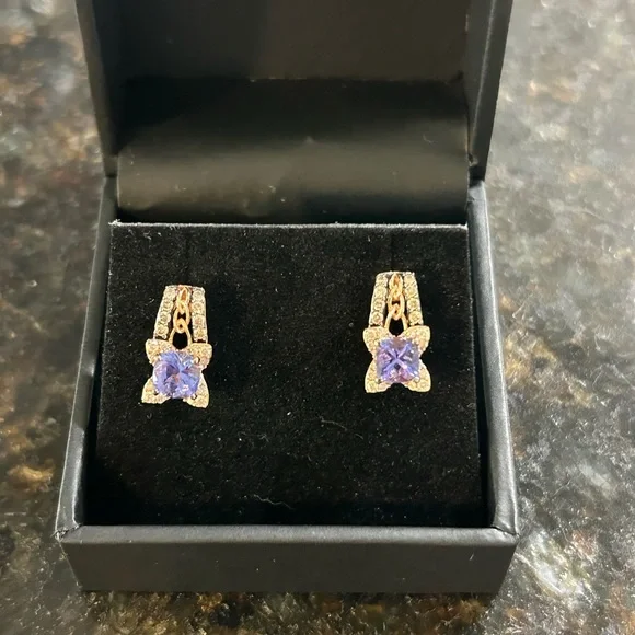 Tanzanite and Diamond Earrings - Picture 5 of 6